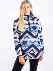 Weird Fish Blue Pikard 1/4 Zip Printed Cosy Fleece - Image 2 of 8