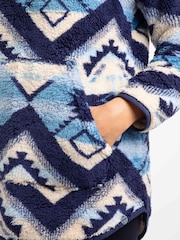 Weird Fish Blue Pikard 1/4 Zip Printed Cosy Fleece - Image 6 of 8