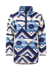 Weird Fish Blue Pikard 1/4 Zip Printed Cosy Fleece - Image 7 of 8