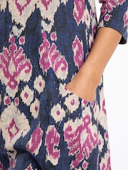 Weird Fish Blue Marl Arielle Printed Jersey 3/4 Sleeve Tunic - Image 4 of 6