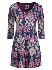 Weird Fish Blue Marl Arielle Printed Jersey 3/4 Sleeve Tunic - Image 5 of 6