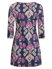 Weird Fish Blue Marl Arielle Printed Jersey 3/4 Sleeve Tunic - Image 6 of 6