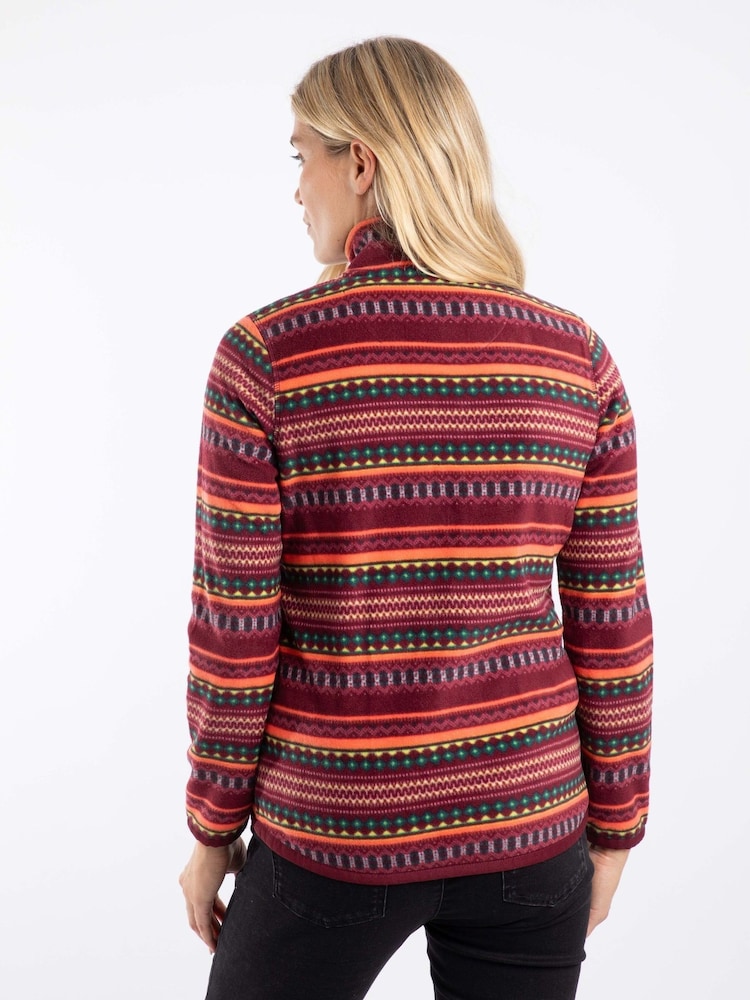 Weird Fish Red Rochelle Full Zip Printed Micro Fleece - Image 2 of 8 Weird Fish Red Rochelle Full Zip Printed Micro Fleece - Image 2 of 8