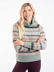 Weird Fish Green Annecy Fair Isle Roll Neck Jumper - Image 2 of 7