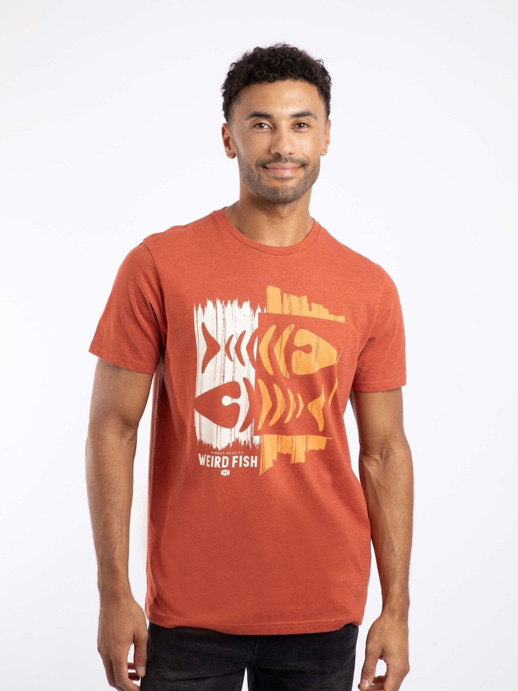 Weird Fish Orange Double Fish Front Print Graphic T-Shirt - Image 1 of 6 Weird Fish Orange Double Fish Front Print Graphic T-Shirt - Image 1 of 6