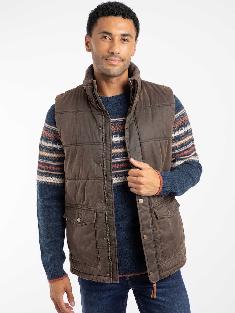 Weird Fish Brown Dover Wadded Gilet - Image 2 of 9 Weird Fish Brown Dover Wadded Gilet - Image 2 of 9