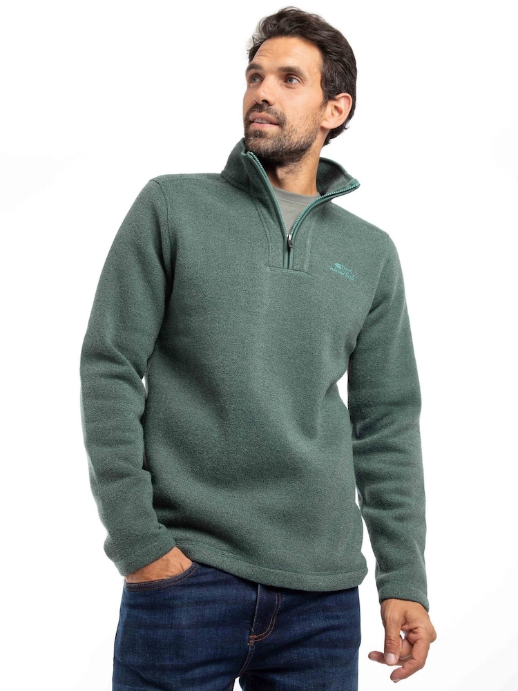 Weird Fish Green Stowe 1/4 Zip Soft Knit Fleece - Image 1 of 8 Weird Fish Green Stowe 1/4 Zip Soft Knit Fleece - Image 1 of 8