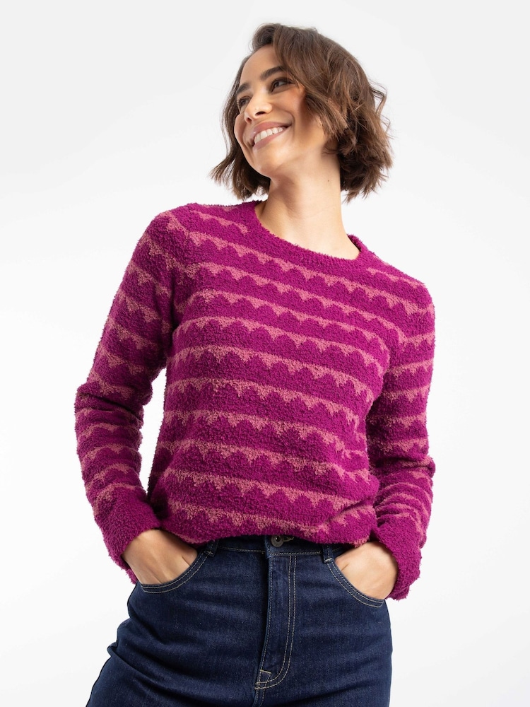 Weird Fish Purple Tyla Cosy Patterned Knit Jumper - Image 1 of 9 Weird Fish Purple Tyla Cosy Patterned Knit Jumper - Image 1 of 9