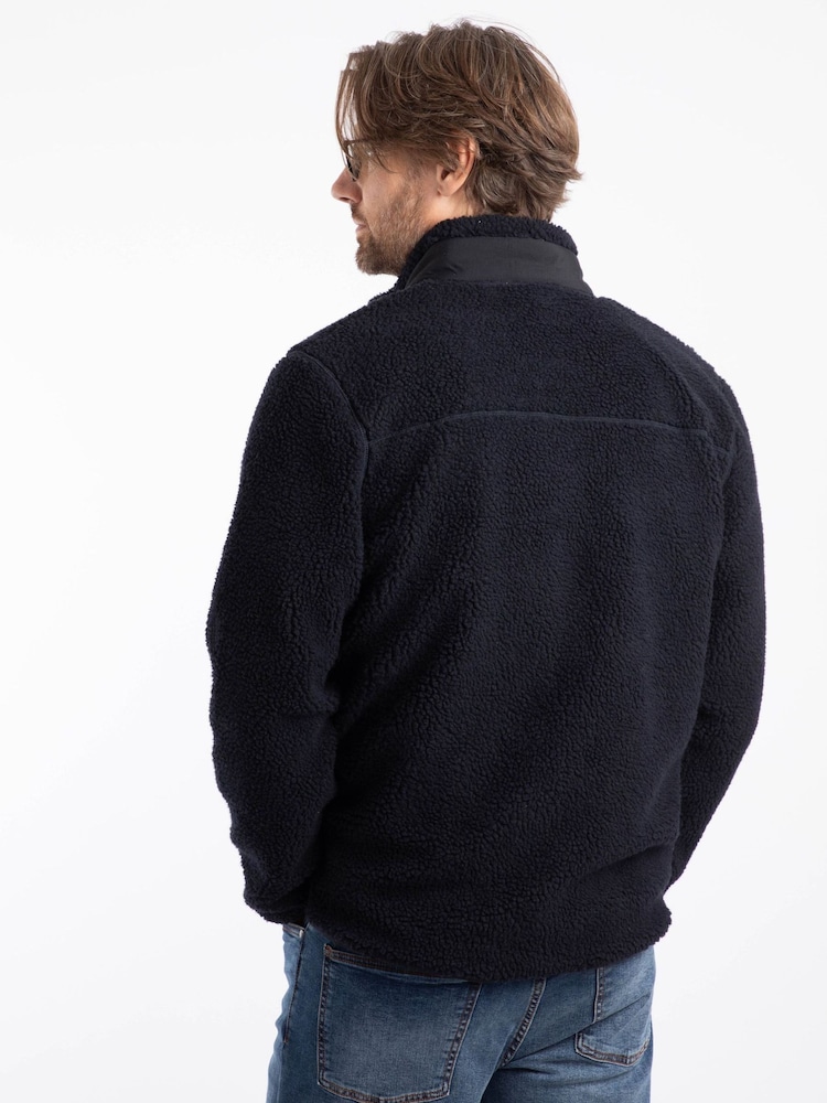 Weird Fish Navy Blue Fletcher Full Zip Borg Fleece - Image 2 of 7 Weird Fish Navy Blue Fletcher Full Zip Borg Fleece - Image 2 of 7