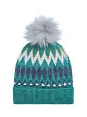 Weird Fish Green Frady Fair Isle Bobble Hat - Image 4 of 4