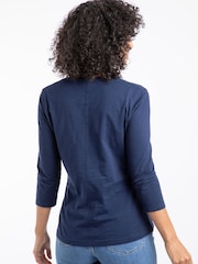 Weird Fish Blue Flower Power Front Print 3/4 Sleeve Graphic T-Shirt - Image 2 of 6