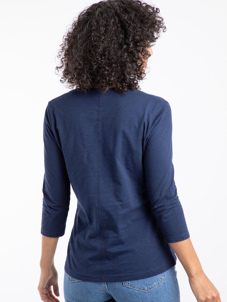 Weird Fish Blue Flower Power Front Print 3/4 Sleeve Graphic T-Shirt - Image 2 of 6 Weird Fish Blue Flower Power Front Print 3/4 Sleeve Graphic T-Shirt - Image 2 of 6