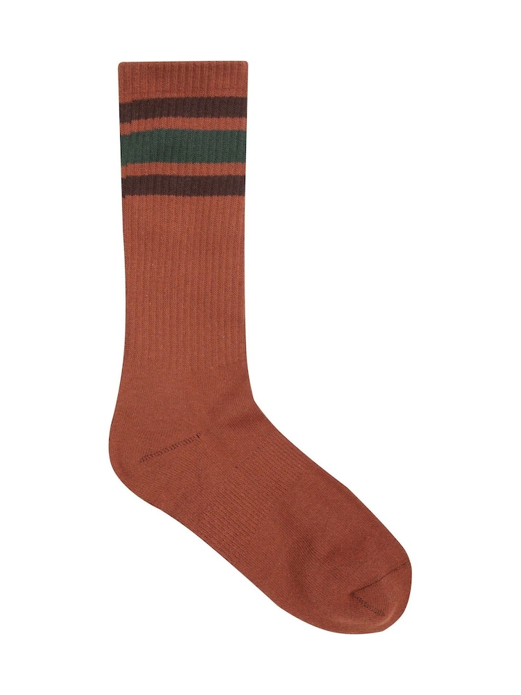 Weird Fish Orange Fernvale Striped Boot Socks 3 Pack - Image 2 of 5 Weird Fish Orange Fernvale Striped Boot Socks 3 Pack - Image 2 of 5