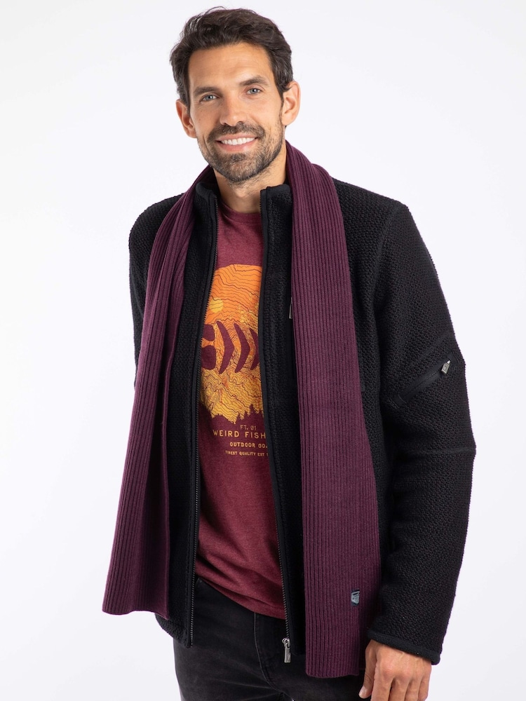 Weird Fish Purple Stornoway Ribbed Scarf - Image 2 of 5 Weird Fish Purple Stornoway Ribbed Scarf - Image 2 of 5