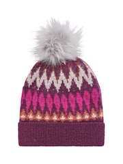 Weird Fish Purple Frady Fair Isle Bobble Hat - Image 4 of 4