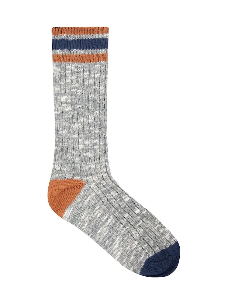 Weird Fish Blue Fernvale Striped Boot Socks 3 Pack - Image 2 of 5 Weird Fish Blue Fernvale Striped Boot Socks 3 Pack - Image 2 of 5