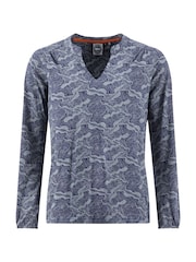 Weird Fish Light Blue Brooke Printed V-Neck Jersey Blouse - Image 6 of 7