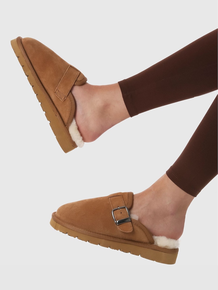 Jones Bootmaker Brown Fiora Leather Mule Slippers - Image 1 of 5 Jones Bootmaker Brown Fiora Leather Mule Slippers - Image 1 of 5