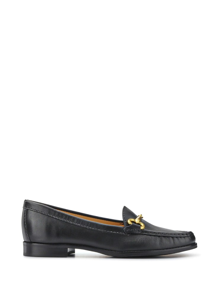 Jones Bootmaker Black Wide Fit Lorella Leather Heeled Loafers - Image 1 of 5 Jones Bootmaker Black Wide Fit Lorella Leather Heeled Loafers - Image 1 of 5