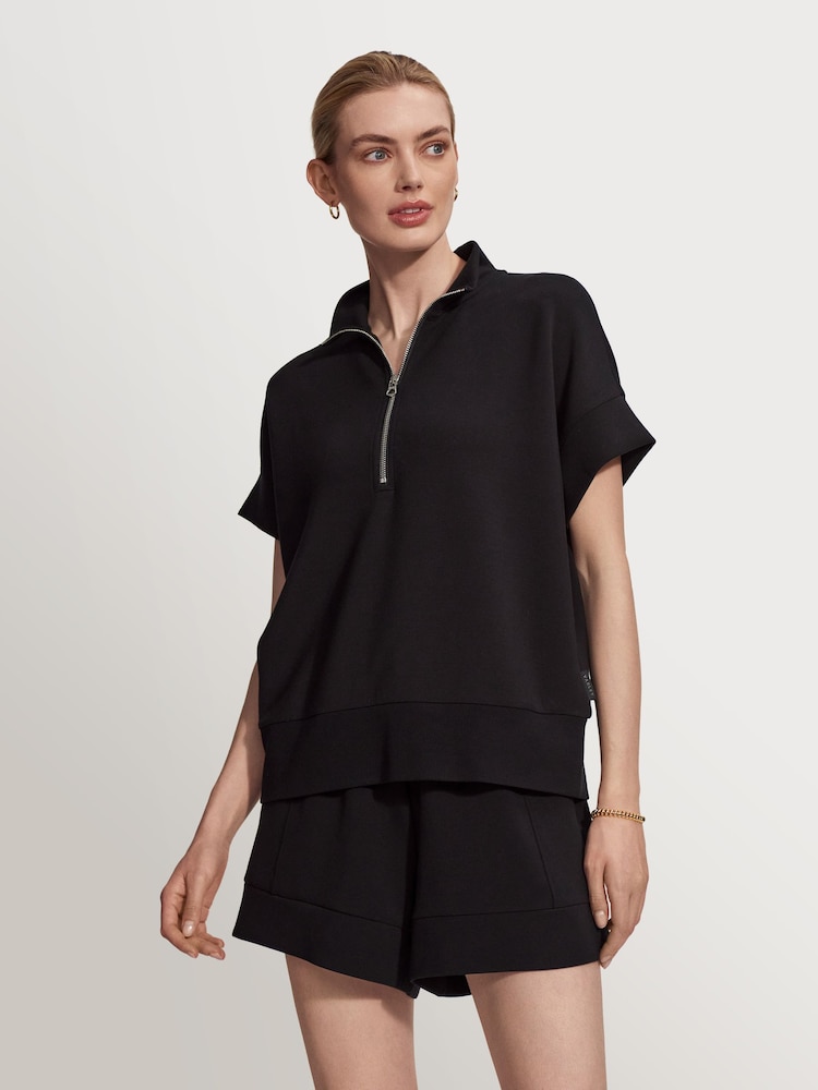 Varley Black Ritchie Doublesoft Short Sleeve Sweat Top - Image 1 of 11