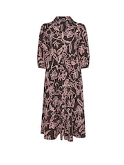 Evans Brown Jersey Floral Midi Shirt Dress - Image 2 of 2