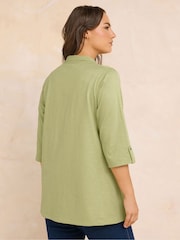 Verde - Evans Pintuck Slub Henley Top - Imagen 3 de 5