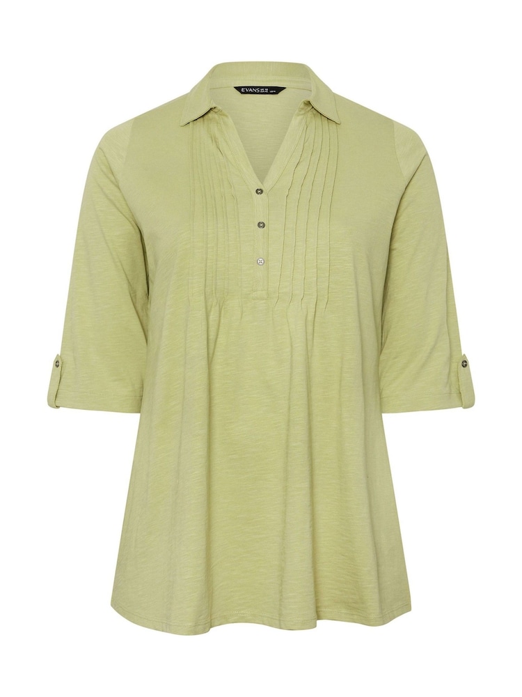 Evans Green Pintuck Slub Henley Top - Image 5 of 5 Evans Green Pintuck Slub Henley Top - Image 5 of 5
