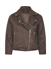 Evans Brown Suedette Bomber Jacket - Image 2 of 2