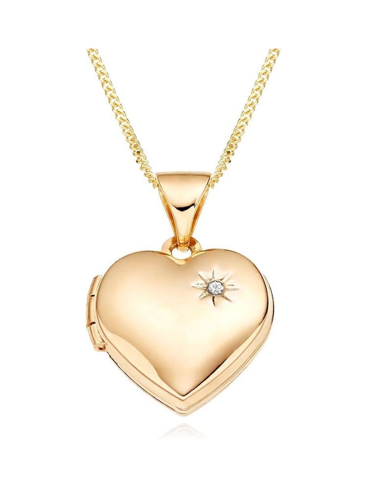 Beaverbrooks Childrens 9ct Gold Plated Diamond Heart Locket - Image 1 of 3 Beaverbrooks Childrens 9ct Gold Plated Diamond Heart Locket - Image 1 of 3