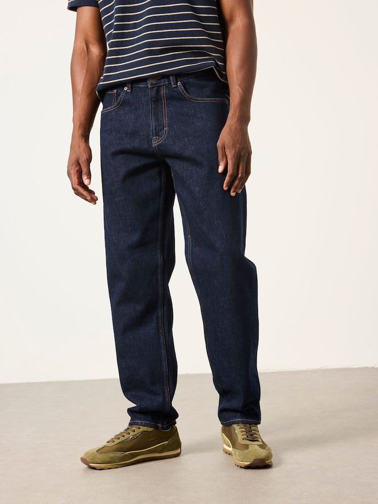 FatFace Dark Navy Straight Fit Selvedge Jeans - Image 1 of 8 FatFace Dark Navy Straight Fit Selvedge Jeans - Image 1 of 8