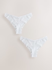 White Brazilian Lace Knickers 2 Pack - Image 1 of 5