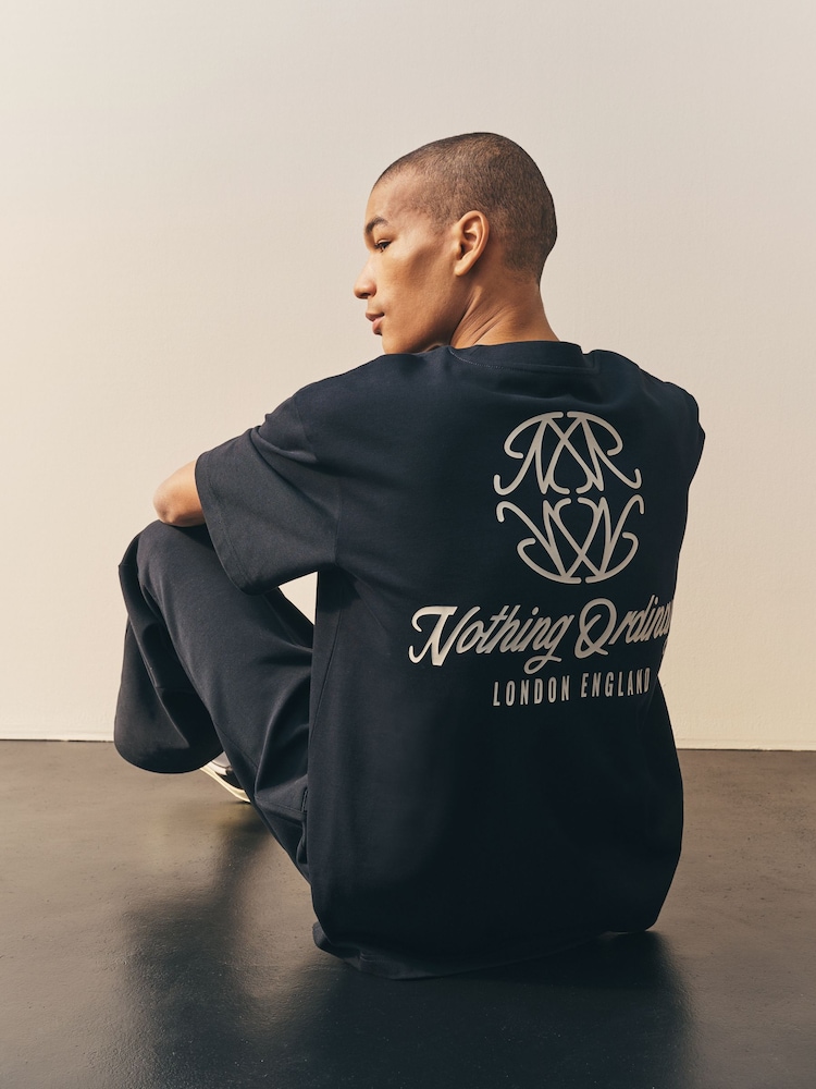 Nothing Ordinary Black Monogram Relaxed Fit Graphic Heavyweight T-Shirt - Image 2 of 6