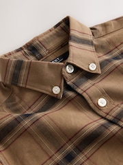 Chocolate Brown Check Single Oxford Shirt (3-16yrs) - Image 8 of 8