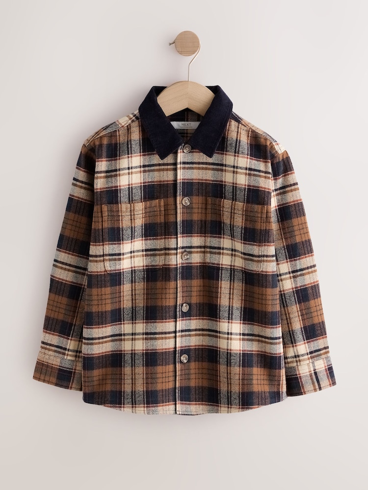 Brown/Navy Check Long Sleeve Check Shirt (3-16yrs) - Image 1 of 4