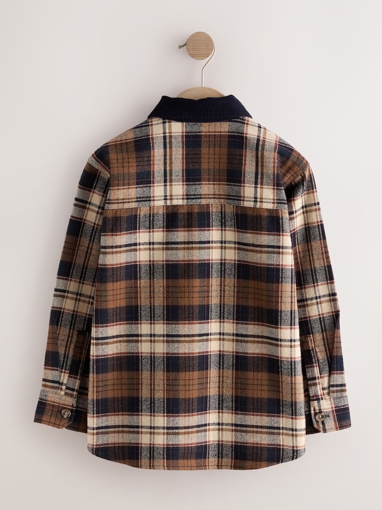Brown/Navy Check Long Sleeve Check Shirt (3-16yrs) - Image 2 of 4