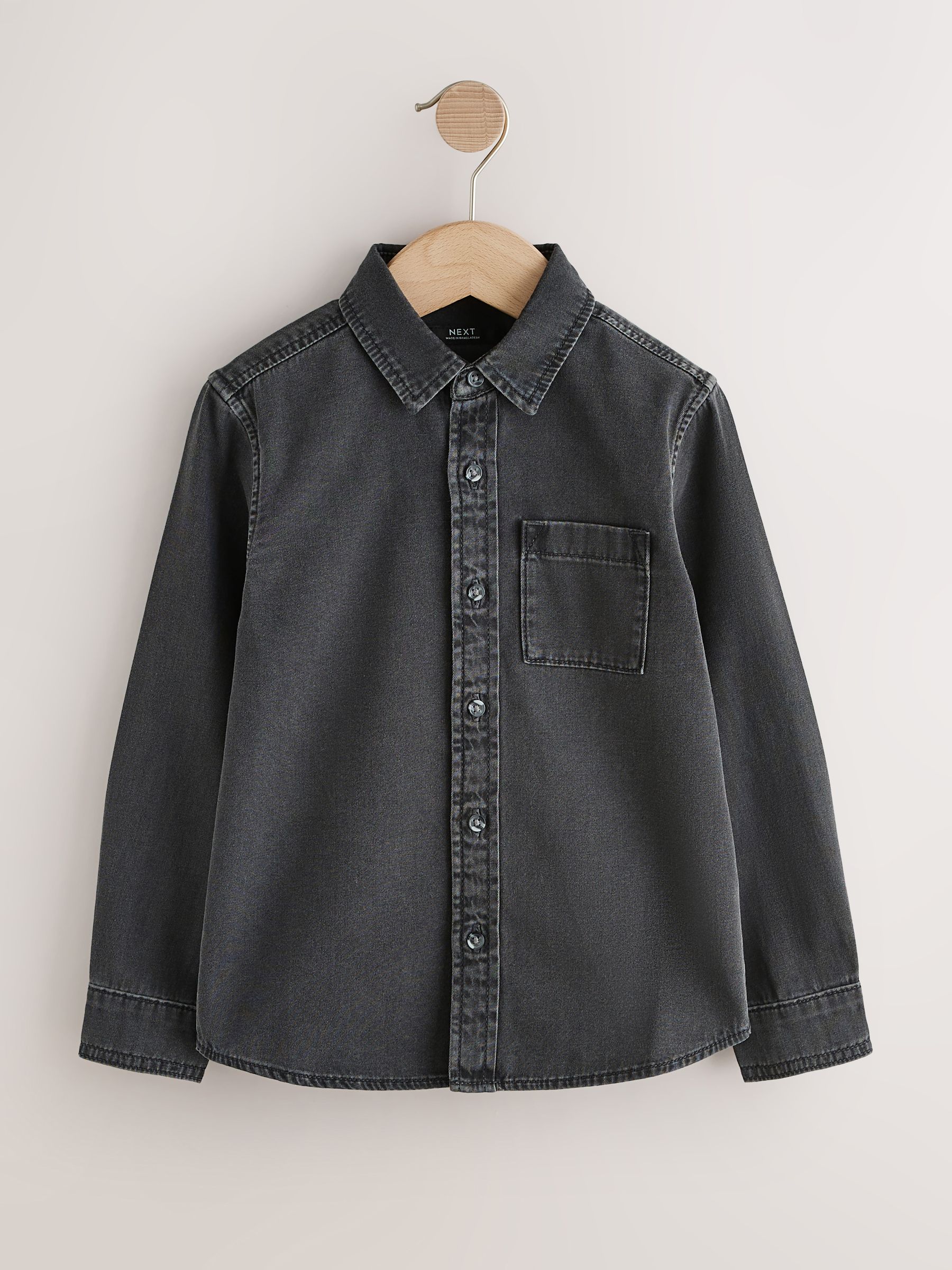 Buy Charcoal Grey Long Sleeve Denim Shirt (3-16yrs) from the Next
