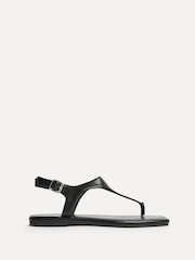 黑色 - Linzi Intent Toe Post Flat Sandals - 圖片 2/5