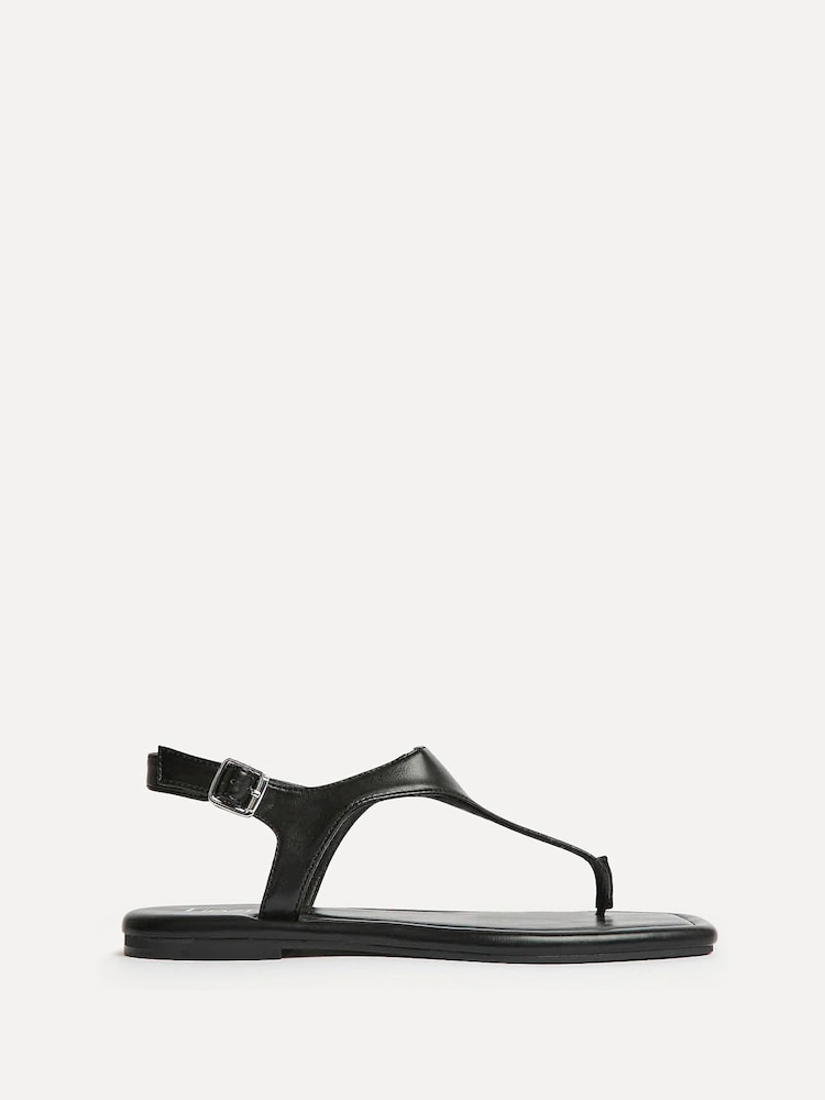 黑色 - Linzi Intent Toe Post Flat Sandals - 圖片 2/5