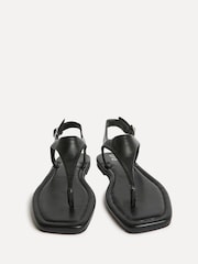 黑色 - Linzi Intent Toe Post Flat Sandals - 圖片 3/5