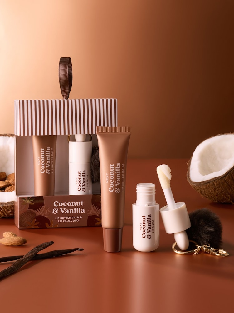 Coconut and Vanilla Lip Butter Balm and Lip Gloss Set - Image 1 of 2 Coconut and Vanilla Lip Butter Balm and Lip Gloss Set - Image 1 of 2