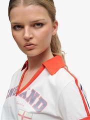 Superdry White England Football World Cup Polo Shirt - Image 3 of 4