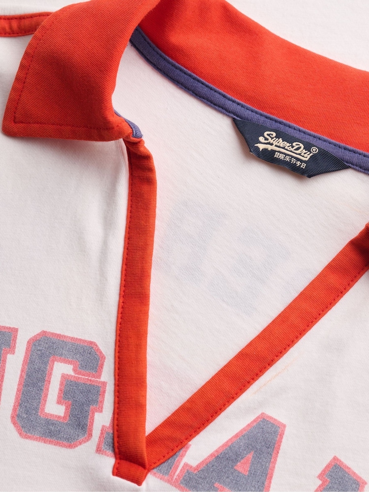Superdry White England Football World Cup Polo Shirt - Image 4 of 4