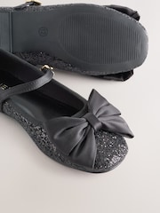 Black Glitter Standard Fit (F) Bow Mary Jane Shoes - Image 6 of 6