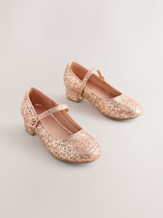 Rose Gold Glitter Heeled Mary Jane Shoes - Image 1 of 5