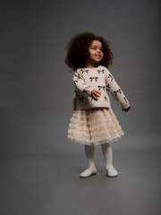 Name It Beige Bow Detail Knitted Jumper - Image 1 of 4