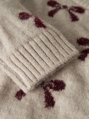 Name It Beige Bow Detail Knitted Jumper - Image 4 of 4