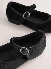 Black Velour Standard Fit (F) Heeled Mary Jane Shoes - Image 3 of 5