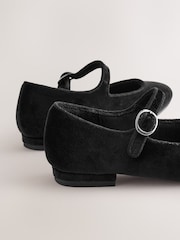 Black Velour Standard Fit (F) Heeled Mary Jane Shoes - Image 4 of 5
