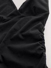 Black Ruched Side Halter Neck Sleeevless Top - Image 2 of 3