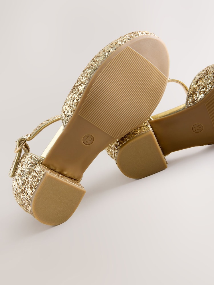 Gold Chunky Glitter Standard Fit (F) Two Part Heeled Shoes - Image 5 of 5 Gold Chunky Glitter Standard Fit (F) Two Part Heeled Shoes - Image 5 of 5
